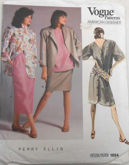 VOGUE AMERICAN DESIGNER PERRY ELLIS 1694 JACKET-DRESS-TOP-SKIRT  SIZE 10 COMPLETE