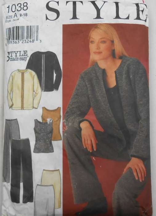 STYLE 1038 TOP-JACKET/SWEATSHIRT-SKIRT SIZE 6-16 - NO PANTS PATTERN SUPPLIED