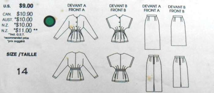 VOGUE 1710-TAMOTSO TOP-SKIRT SIZE 14 SEE LISTING