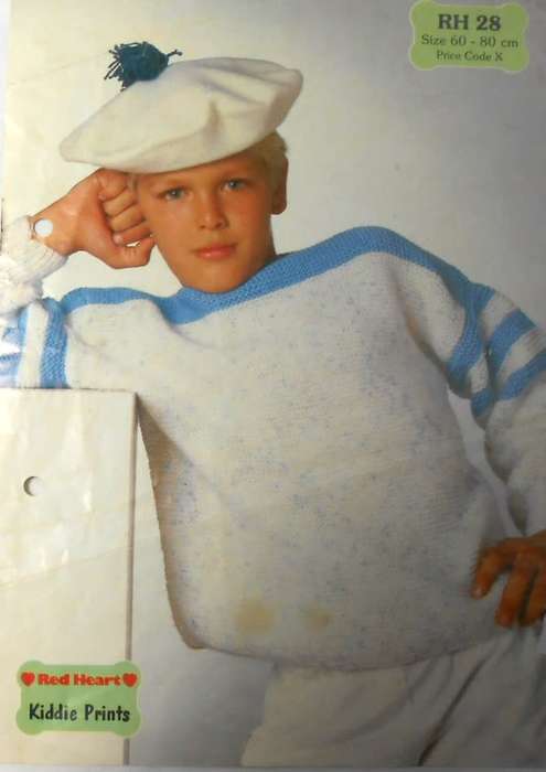 RED HEART- RH 28- CHILD`S JUMPER TO FIT 60 - 80 CM CHEST