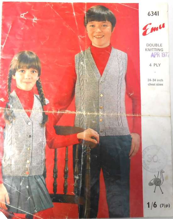 EMU 6341 -BOYS AND GIRLS SLEEVELESS CARDIGANS IN SIX SIZES - SIZES 24 - 34` CHEST