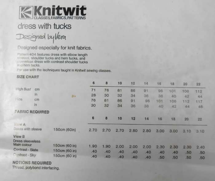 KNITWIT DESIGNER PATTERN 530 DRESS WITH VARIATIONS SIZES 6 - 22-COMPLETE- UNCUT