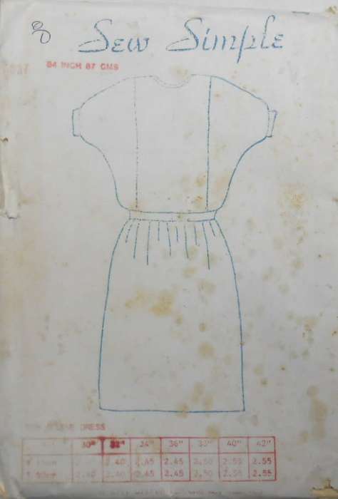 SEW SIMPLE 41 BOX SLEEVE DRESS SIZE 34 INCH 87 CM