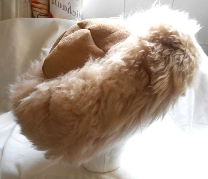 STUNNING FAWN SUEDE FUR WINTER HAT WITH SNUG FUR LINING