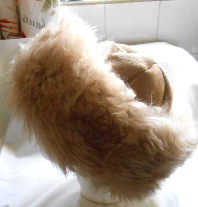 STUNNING FAWN SUEDE FUR WINTER HAT WITH SNUG FUR LINING
