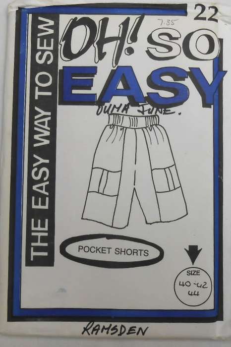 OH SO EASY PATTERN 22  POCKET SHORTS` SIZE 40-42-44  COMPLETE-UNCUT-F/FOLDED
