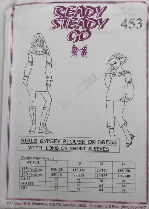 READY-STEADY-GO 453 GIRLS GYPSY BLOUSE OE DRESS  AGE 12 YEAR CHEST 77-79 CM