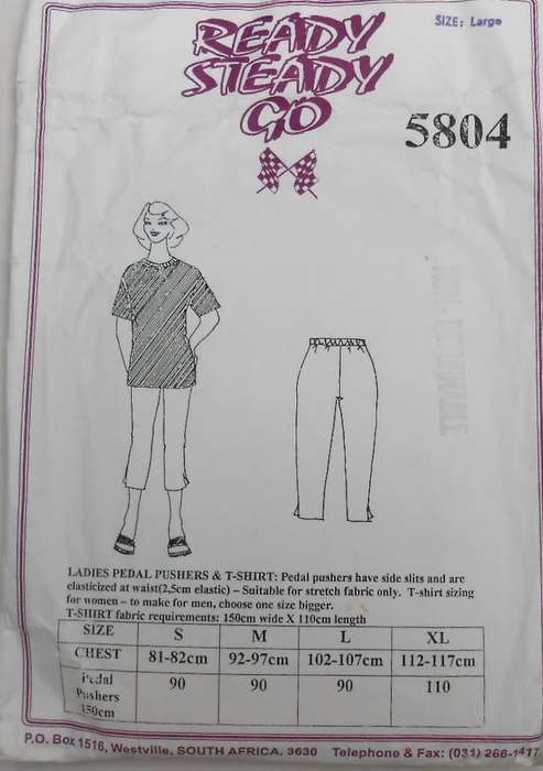READY-STEADY-GO  5804 LADIES PEDAL PUSHERS & T-SHIRT SIZE small 81-82 cm