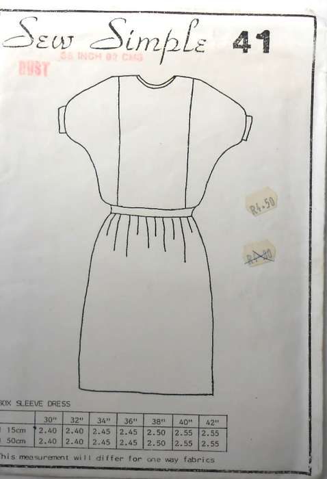 SEW SIMPLE 41 - BOX SLEEVE DRESS SIZE 36 92 CM