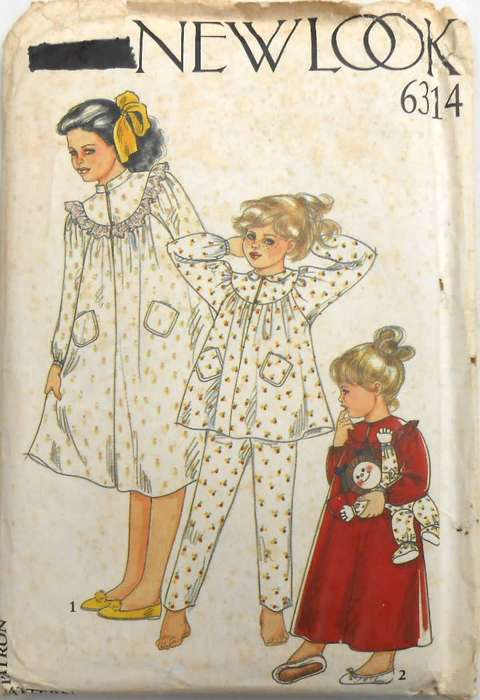 NEW LOOK PATTERNS 6314 GIRLS NIGHTIE-PJS & GOWN SIZE 3-12 YEARS COMPLETE