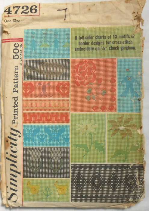 SIMPLICITY 4726 8 COLOUR CHARTS OF 13 MOTIFS AND BORDER DESIGNS FOR CROSS STITCH ONE SIZE COMPLETE
