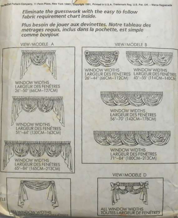 McCALLS HOME DEC 5173-WINDOW ESSENTIALS ONE SIZE- COMPLETE