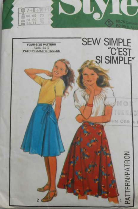 STYLE 3015 GIRLS FRONT WRAP SKIRT  SIZE 7-8-10-12 YEARS COMPLETE