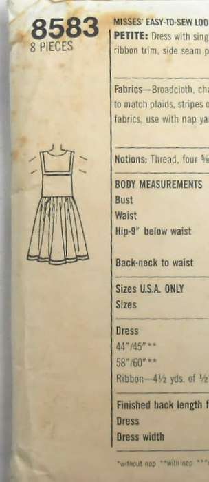 SIMPLICITY 8583 LOOSE FITTING PULLOVER DRESS SIZE 10-16  COMPLETE-PART CUT