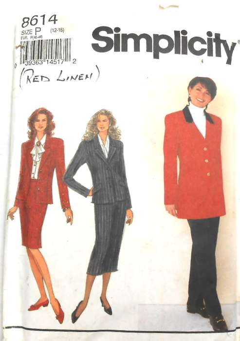 SIMPLICITY 8614SKIRT-LINED JACKET-PANTS SIZE 12-16 SEE LISTING