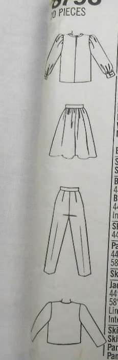 SIMPLICITY 8798 PANTS-SKIRT-BLOUSE-LINED JACKET SIZE 12- COMPLETE