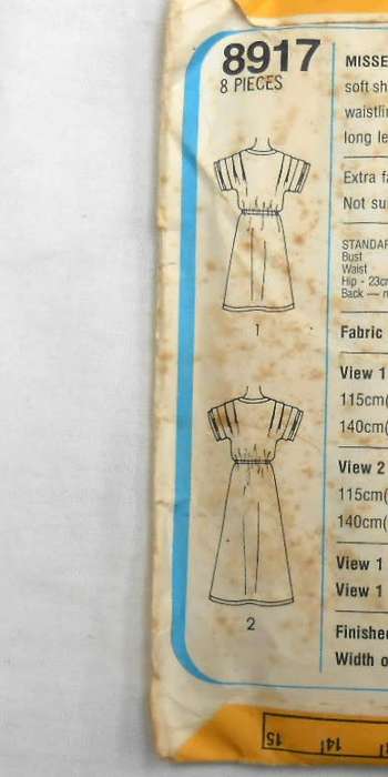 SIMPLICITY 8917 PULLOVER DRESS IN 2 LENGTHS & TIE BELT SIZE 10 BUST 83 CM COMPLETE
