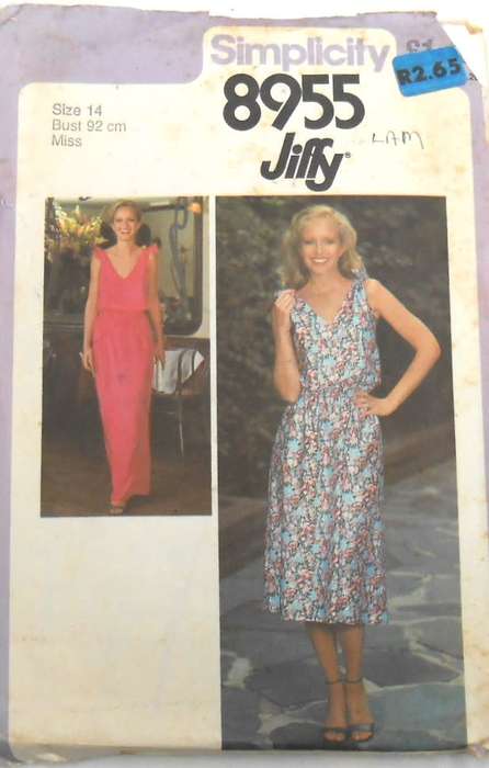 SIMPLICITY 8955 PULLOVER DRESS SIZE 14 BUST 92 CM COMPLETE-ZIPLOC