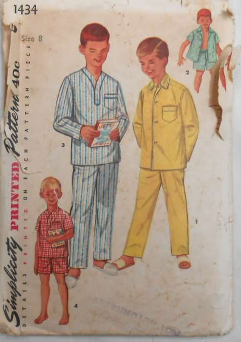 VINTAGE SIMPLICITY 1434 BOYS PJS  SIZE 8 YEARS COMPLETE-ZIPLOC