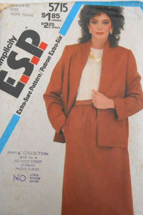 SIMPLICITY 5715 SKIRT & UNLINED JACKET SIZE 14-16-18 COMPLETE-CUT TO 18