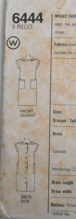 SIMPLICITY 6444 BACK BUTTONED DRESS SIZE 10 COMPLETE