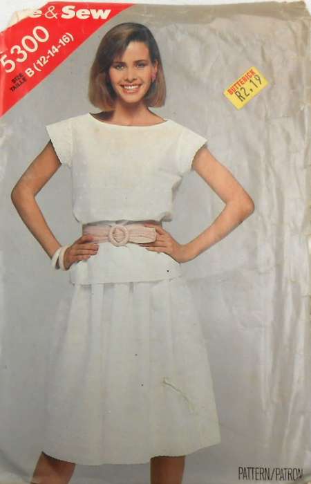 BUTTERICK 5300 TOP & SKIRT SIZE 12-14-16 COMPLETE - CUT TO SIZE 16