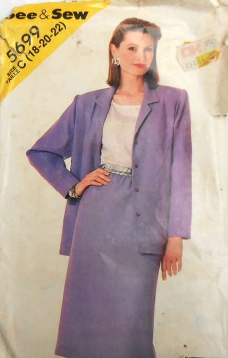 BUTTERICK 5699 JACKET-TOP-SKIRT SIZE18-20-22 COMPLETE-UNCUT-F/FOLDED
