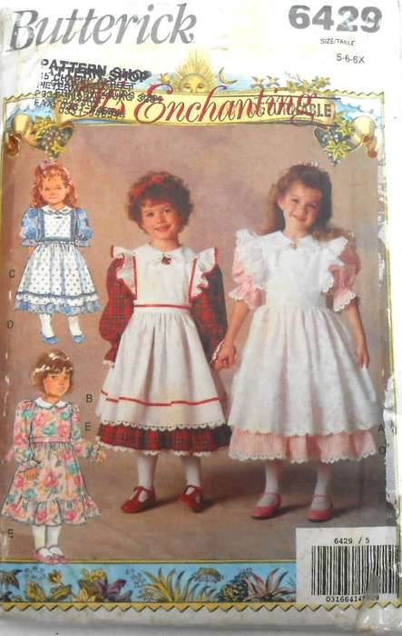 BUTTERICK 6429 GIRLS PINAFORE & DRESS SIZE 5-6-6X YEARS COMPLETE-CUT TO 6X YEARS