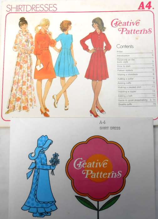 1975 CREATIVE PATTERNS A4  SHIRTDRESSES COMPLETE PATTERN-UNCUT-F/FOLDED