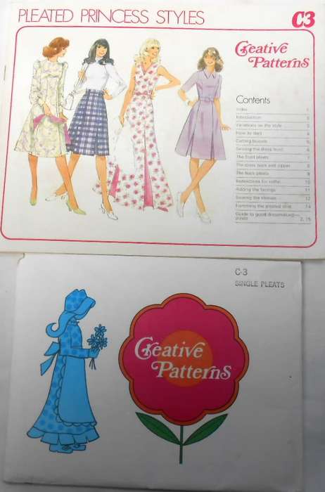 1975 CREATIVE PATTERNS C3 PLEATED PRINCESS STYLE DRESSES COMPLETE PATTERN-UNCUT-F/FOLDED