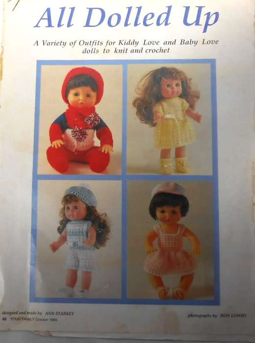 ALL DOLLED UP - 4 OUTFITS FOR KIDDY LOVE & BABY LOVE DOLLS -YOUR FAMILY OCTOBER 1994