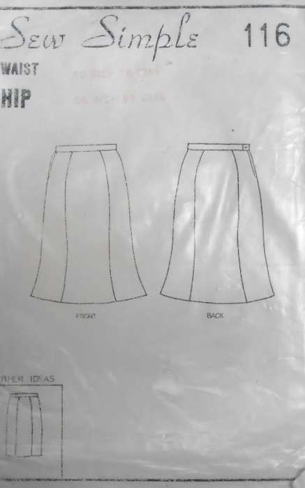 SEW SIMPLE 116 SIX PANEL SKIRT  WAIST 32/81 CM HIP 40/102 CM