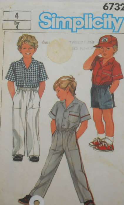 SIMPLICITY 6732 BOYS PULL ON PANTS OR SHORTS-SHIRT SIZE 4 YEARS COMPLETE-ZIPLOC