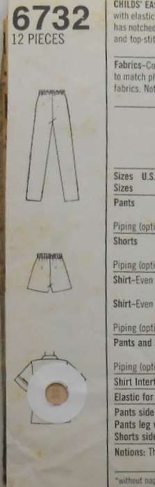 SIMPLICITY 6732 BOYS PULL ON PANTS OR SHORTS-SHIRT SIZE 4 YEARS COMPLETE-ZIPLOC