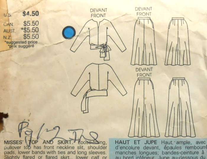 VOGUE 9147 TOP & SKIRT SIZE 14-16 COMPLETE-PAGE 1 -2 SEWING INSTRUCTIONS NOT SUPPLIED-ZIPLOC