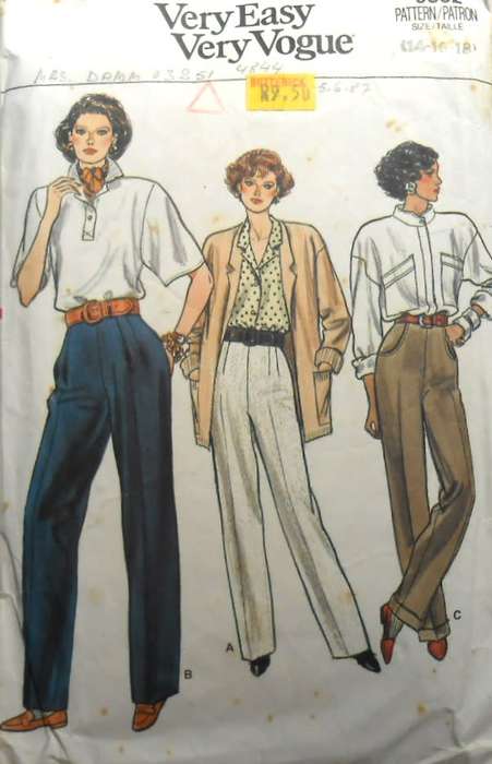 VOGUE 9852 TAPERED PANTS SIZE 14-16-18 COMPLETE-CUT TO SIZE 18