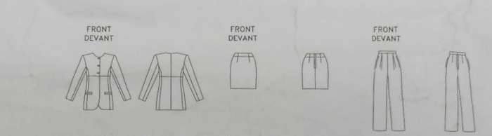 VOGUE 1553 CALVIN KLEIN - JACKET-SKIRT-PANTS SIZE 18-20-22 COMPLETE-CUT TO SIZE 18