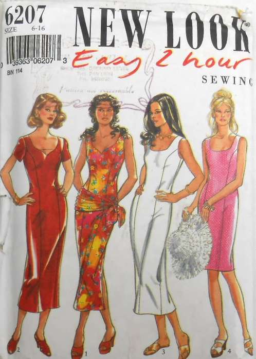 NEW LOOK PATTERNS 6207  FITTED PANELED DRESSES WITH SASH SIZE 6-16  COMPLETE-CUT TO SIZE 16