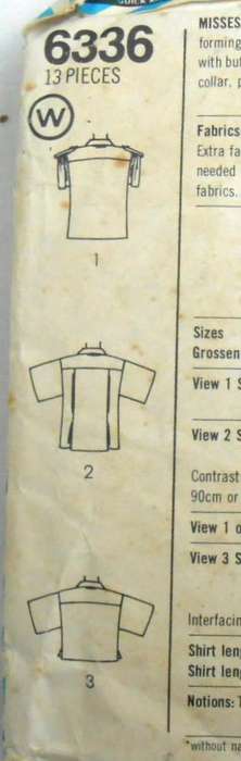 SIMPLICITY 6336 LOOSE FITTING SHIRTS SIZE 12 -COMPLETE-ZIPLOC