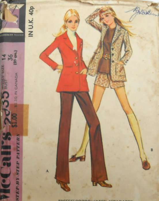 VINTAGE McCALLS 2935 JACKET-PANTS-SHORTS SIZE 14 BUST 36 COMPLETE-ZIPLOC