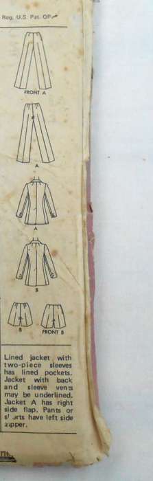VINTAGE McCALLS 2935 JACKET-PANTS-SHORTS SIZE 14 BUST 36 COMPLETE-ZIPLOC