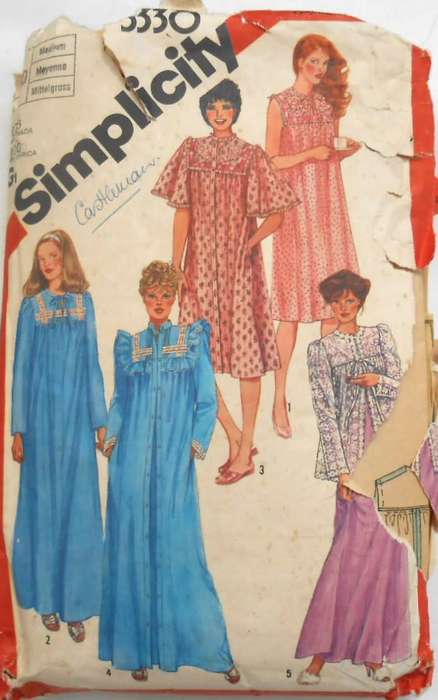 SIMPLICITY 5330 PULLOVER NIGHTGOWN-ROBE-BED JACKET SIZE MEDIUM 14-16 COMPLETE-ZIPLOC