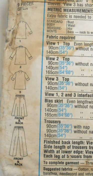 STYLE 2085 TOP-BIAS SKIRT-PANTS SIZE 14 BUST 92 CM-COMPLETE-WEAR ON COVER-ZIPLOC