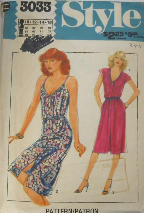 STYLE 3033 DRESS -GATHERED SHOESTRING STRAPS SIZE 10-16 COMPLETE-CUT TO SIZE 16