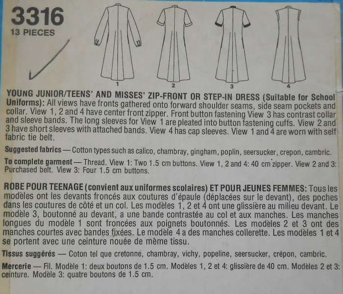 STYLE 3316 ZIP FRONT OR STEP IN DRESS SIZE 14 COMPLETE-ZIPLOC