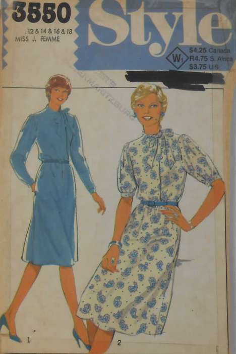 STYLE 3550 PULLOVER DRESS SIZE 12-14-16-18  COMPLETE-UNCUT-F/FOLDED--ZIPLOC