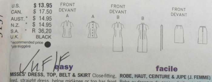 BUTTERICK 3137 DRESS-TOP-BELT-SKIRT SIZE  6-8-10 COMPLETE-UNCUT-F/FOLDED