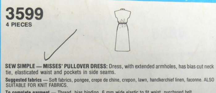 STYLE 3599 PULLOVER DRESS SIZE 12-COMPLETE