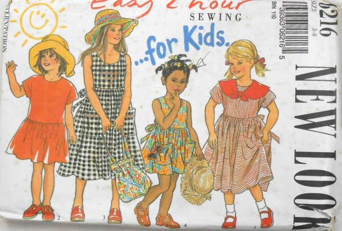 NEW LOOK PATTERNS 6216 GIRLS DRESSES SIZES 3-8 YEARS COMPLETE-UNCUT-F/FOLDED