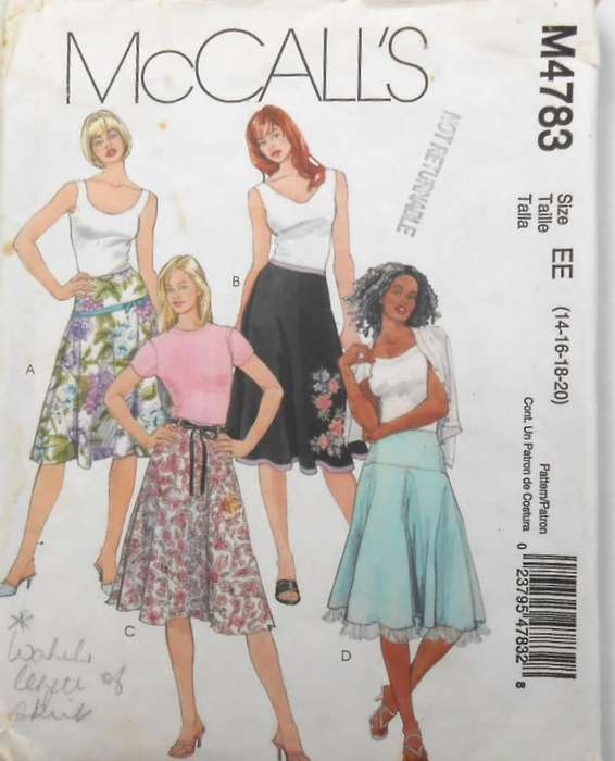 McCALLS M4783 SET OF SKIRTS SIZE 14-16-18-20 COMPLETE-CUT TO 16